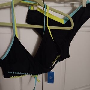 Cupshe Black and Blue Bikini Set